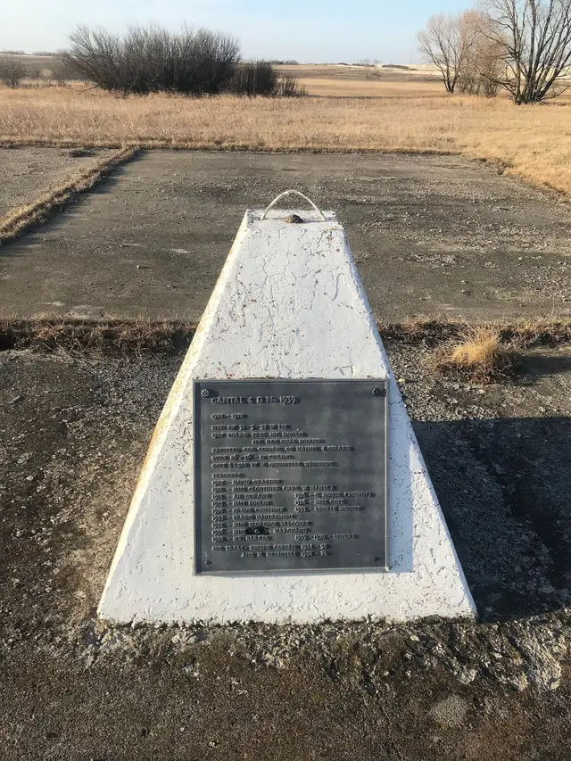 Cantal School District cairn on the prairie